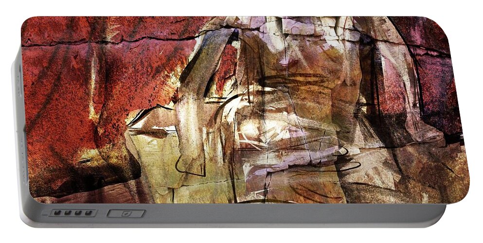 Abstract Portable Battery Charger featuring the digital art After Henry Moore IIII by Jim Vance