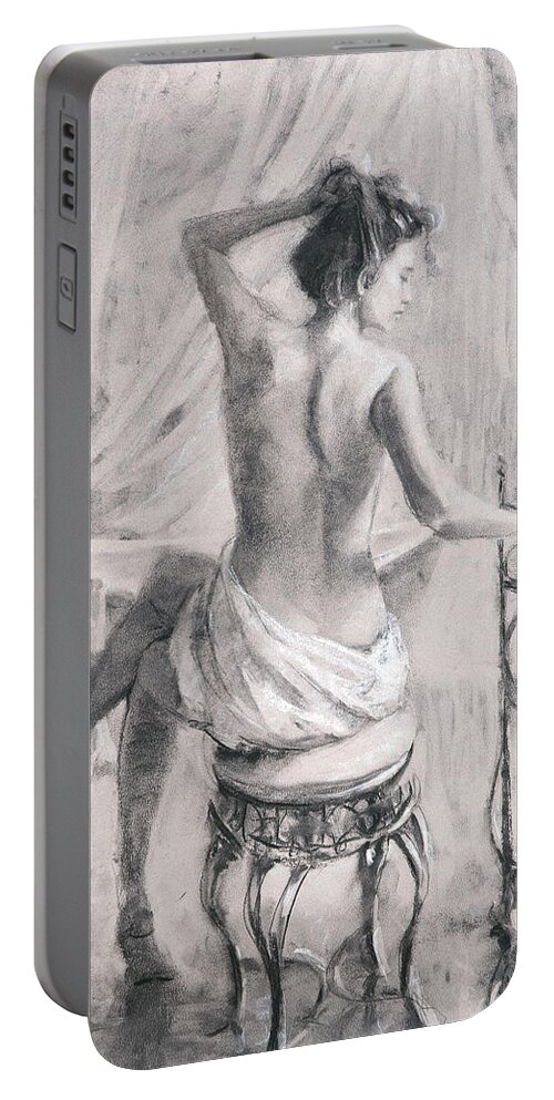 Bath Portable Battery Charger featuring the painting After the Bath by Steve Henderson