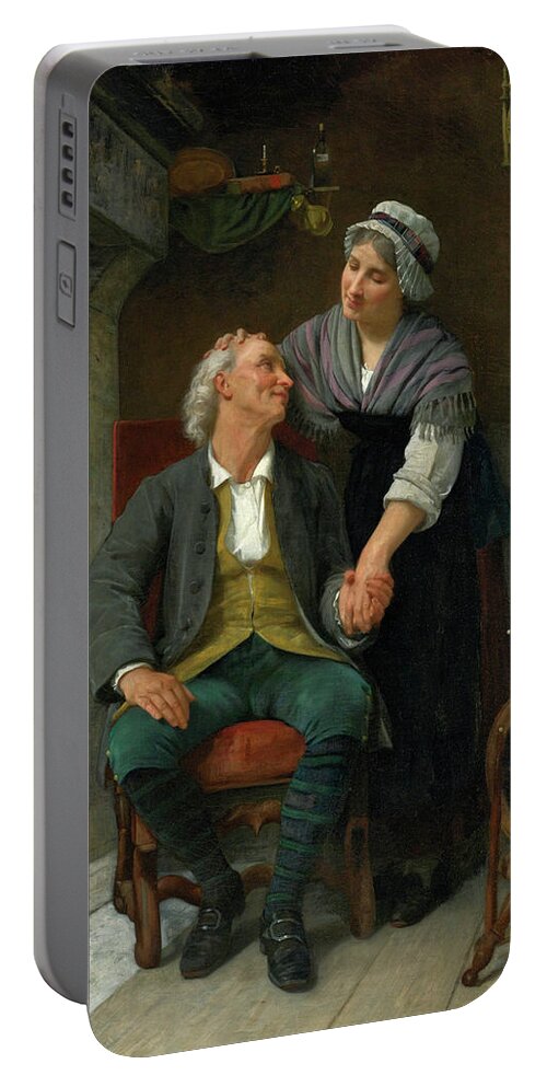 Elizabeth Jane Gardner Bouguereau Portable Battery Charger featuring the painting After the Engagement by Elizabeth Jane Gardner Bouguereau