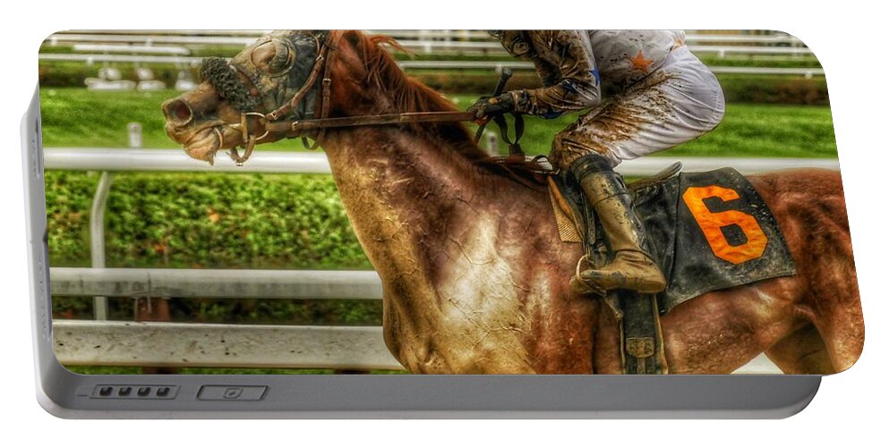 Race Horses Portable Battery Charger featuring the photograph After The Mud by Jeffrey Perkins