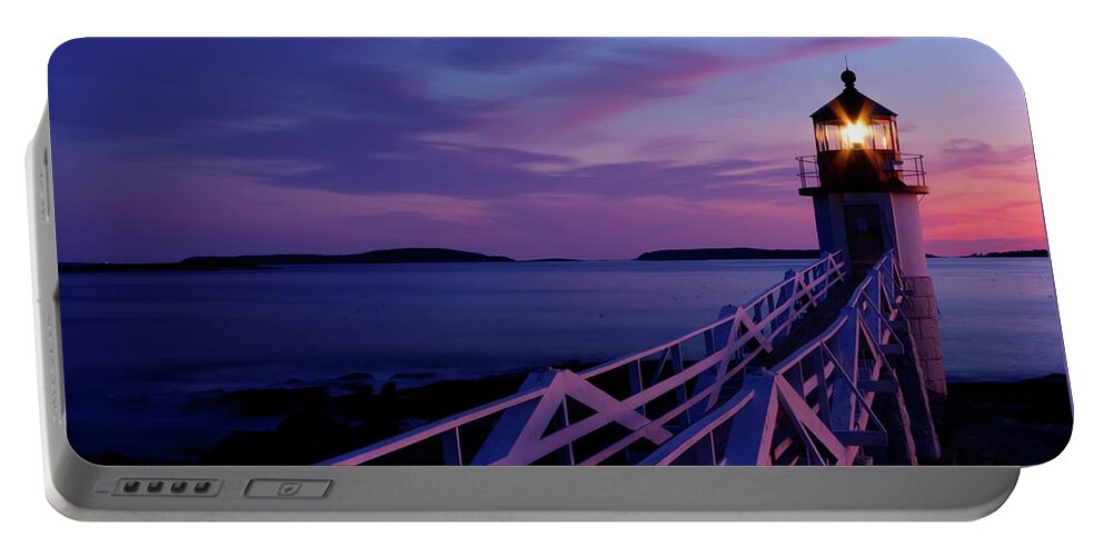 Marshall Point Light Portable Battery Charger featuring the photograph Afterglow by Jeff Cooper