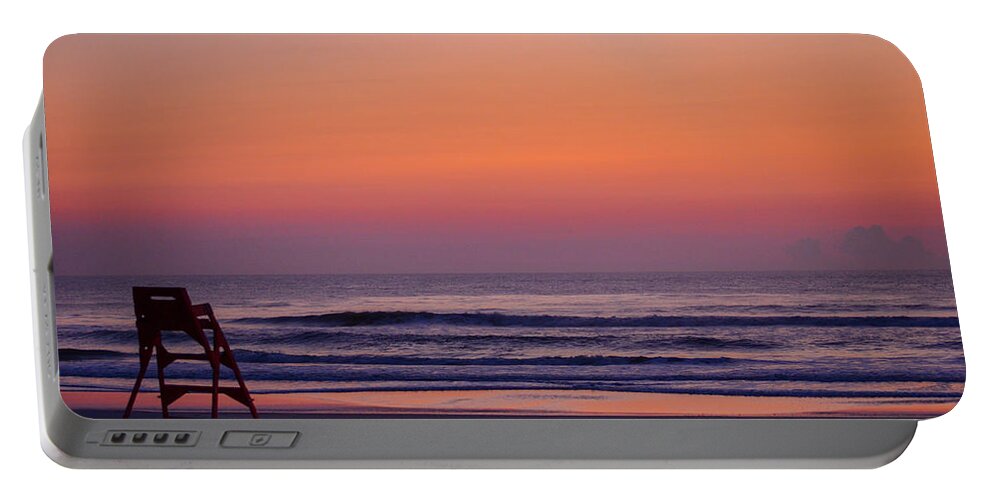 Beach Portable Battery Charger featuring the photograph Afterglow Lifeguard by Bradley Dever