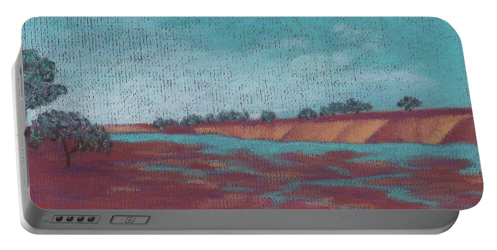 Mountains Portable Battery Charger featuring the pastel Afternoon on Lebata River by Anne Katzeff