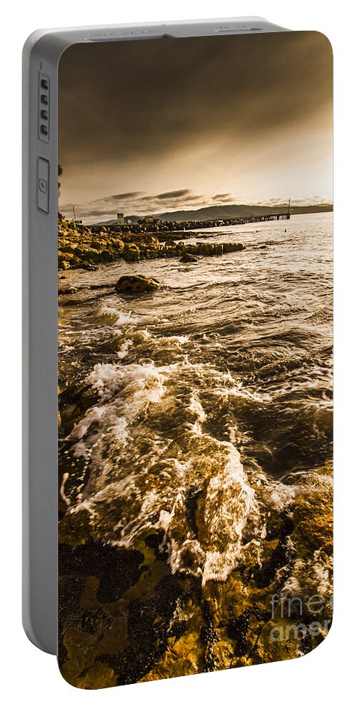 Afternoon Portable Battery Charger featuring the photograph Afternoon rocky coast by Jorgo Photography