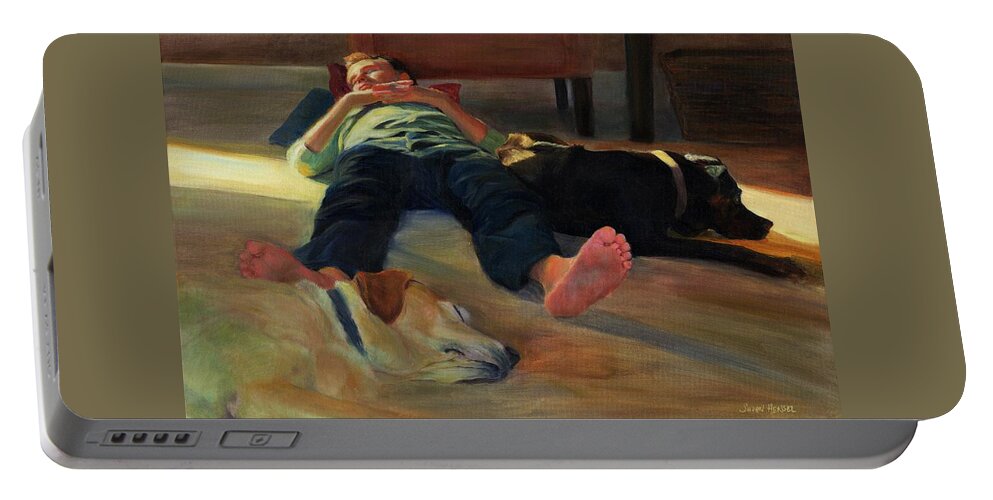 Figure Portable Battery Charger featuring the painting Afternoon Slumber by Susan Hensel
