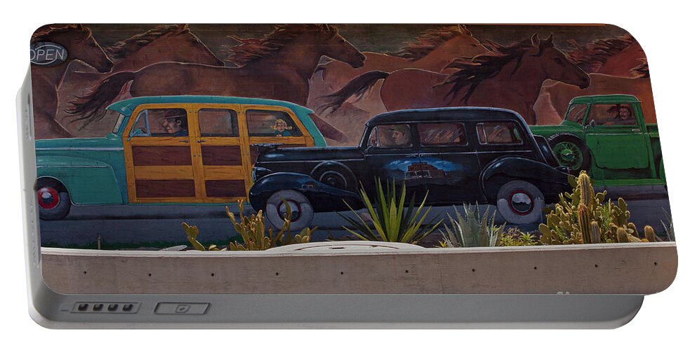 Mural Portable Battery Charger featuring the photograph Against The Stampede-Signed-#1474 by J L Woody Wooden