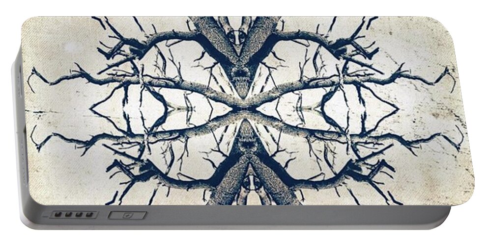 Treetops Portable Battery Charger featuring the photograph Aged Worn And Stained Tree Abstract In by John Williams