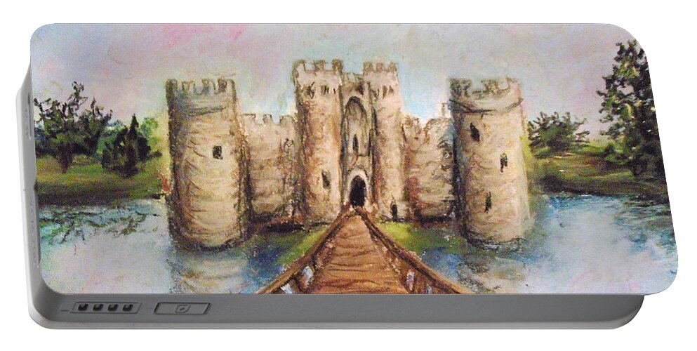 Castle Painting Portable Battery Charger featuring the pastel Ages of Dreams by Jen Shearer