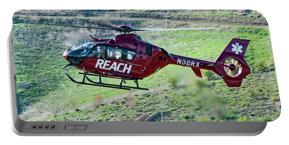 Reach Air Medical Services Portable Battery Charger featuring the photograph Air Medical Helicopter by Erik Simonsen
