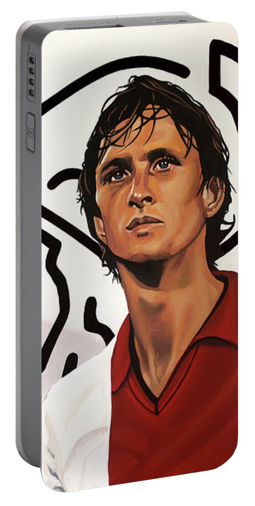 Johan Cruijff Portable Battery Charger featuring the painting Ajax Amsterdam Painting by Paul Meijering