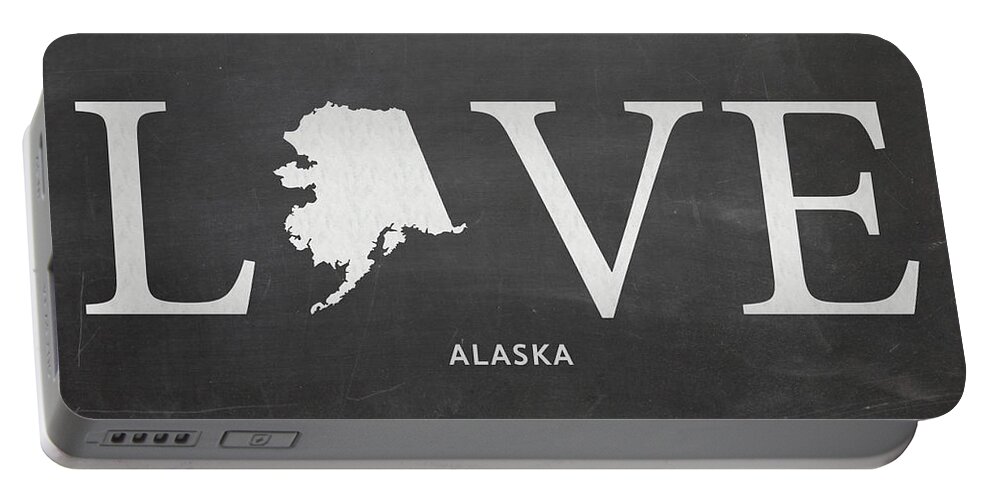 Alaska Portable Battery Charger featuring the mixed media AK Love by Nancy Ingersoll