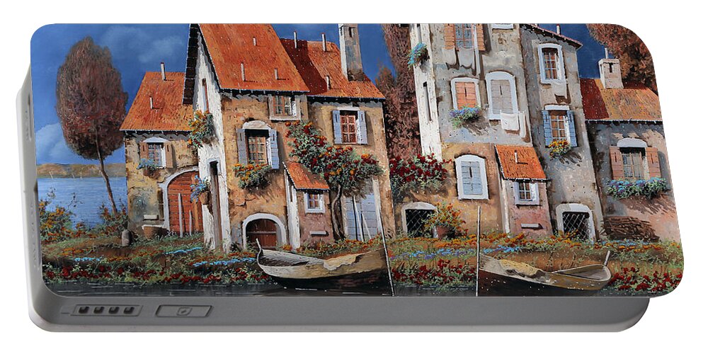 Lake Portable Battery Charger featuring the painting Al Lago by Guido Borelli