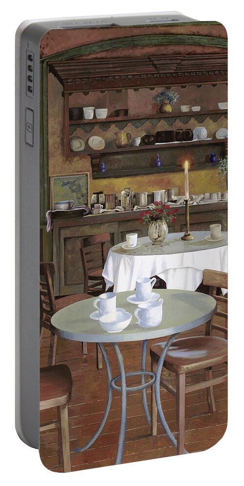 Cafe Portable Battery Charger featuring the painting Al Lume Di Candela by Guido Borelli