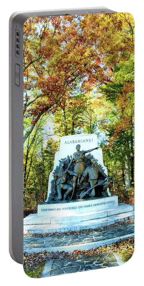 Gettysburg Battlefield Portable Battery Charger featuring the photograph Alabama Monument at Gettysburg by Paul W Faust - Impressions of Light