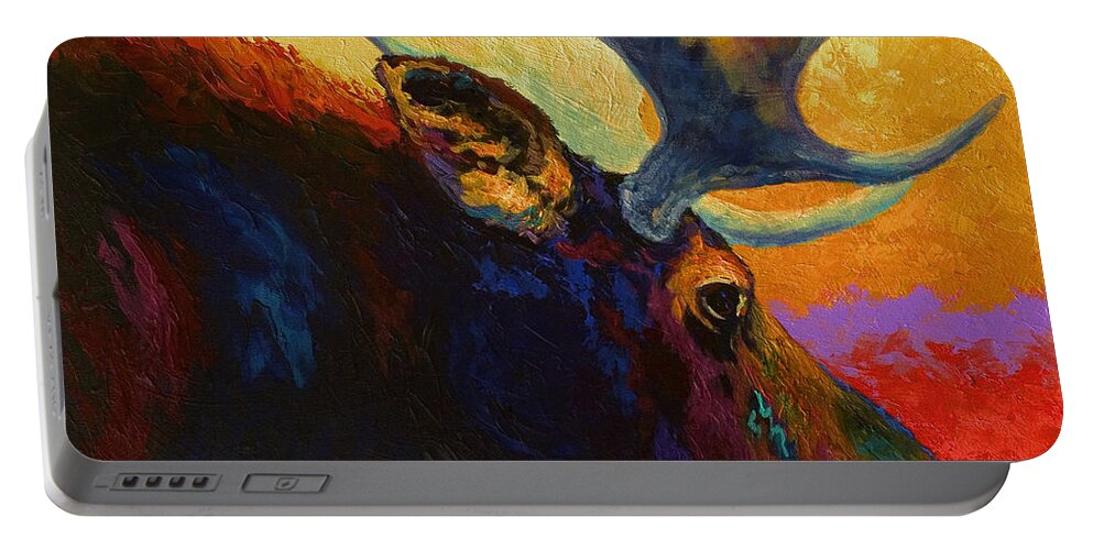 Moose Portable Battery Charger featuring the painting Alaskan Spirit - Moose by Marion Rose