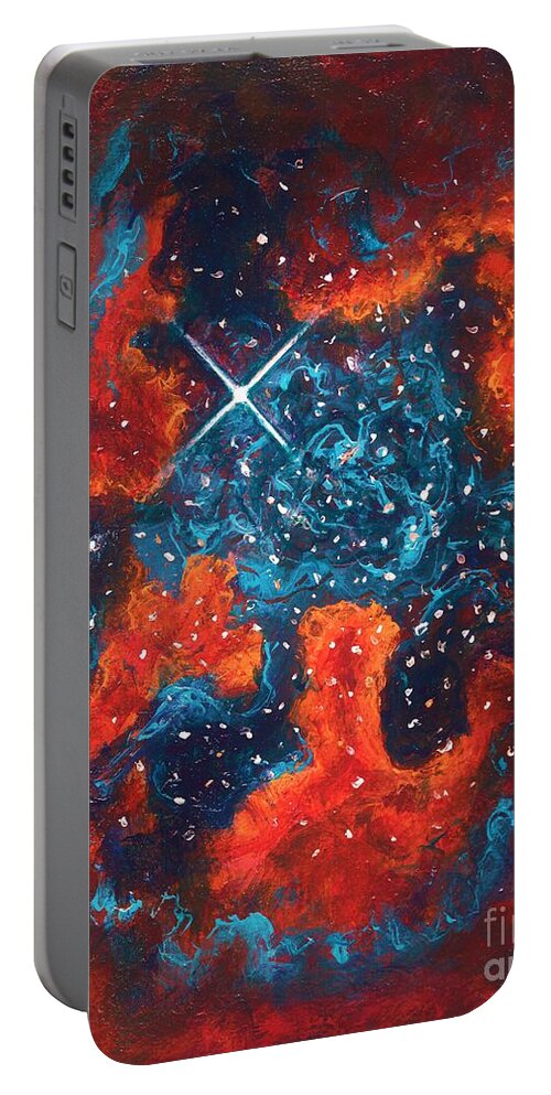 #abstract #abstraction #art #artist #beautiful #colorful #colors #contemporaryart #expressionism #fineart #followart #iloveart #interiordesign #luxuryart #modernart #nature #natureaddict #newartwork #painting #science #scifi #space #surreal #surrealism Portable Battery Charger featuring the painting Alchemy by Allison Constantino