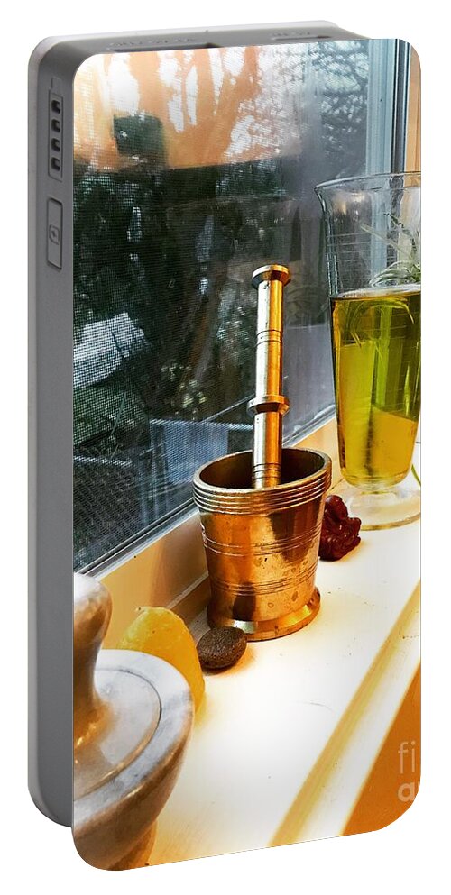Alchemy Portable Battery Charger featuring the photograph Alchemy and Oils by LeLa Becker