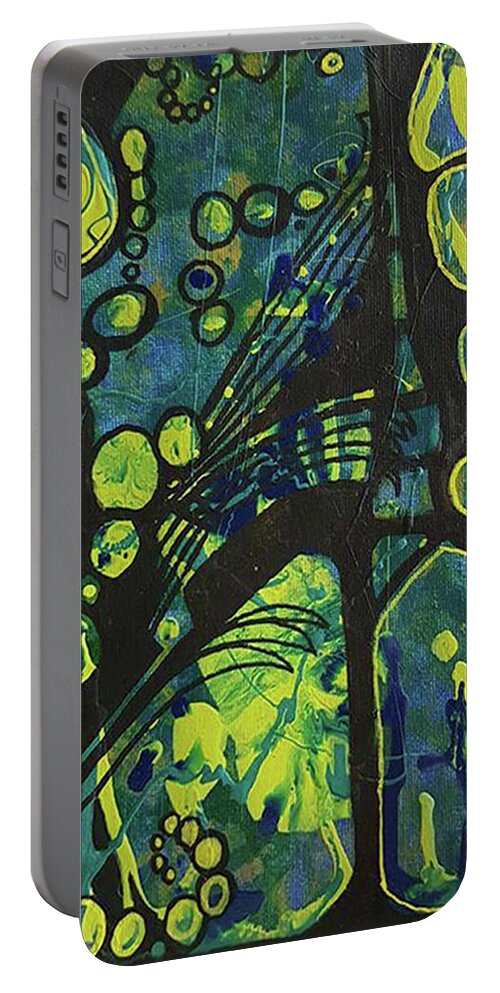 Abstract Portable Battery Charger featuring the painting Alien Blue #2 by Amy Shaw