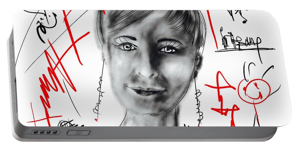 Portrait Portable Battery Charger featuring the drawing All in all by Sladjana Lazarevic