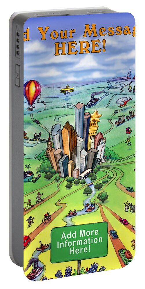 Houston Portable Battery Charger featuring the digital art All Roads lead to Houston by Kevin Middleton