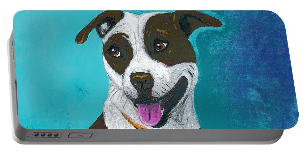 Digital Portable Battery Charger featuring the painting All Smiles Digitized by Ania M Milo
