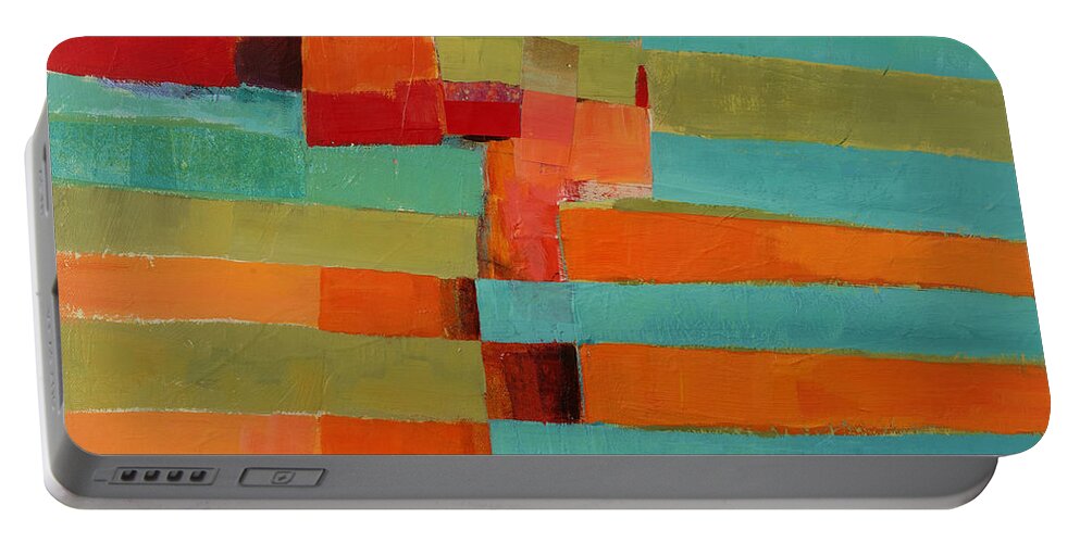 Abstract Art Portable Battery Charger featuring the painting All Stripes 2 by Jane Davies