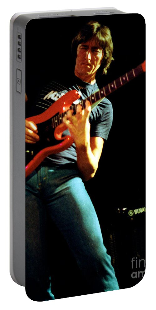 Allan Holdsworth Portable Battery Charger featuring the photograph Allan Holdsworth - I O U 1983 tour in Berkeley CA by Daniel Larsen