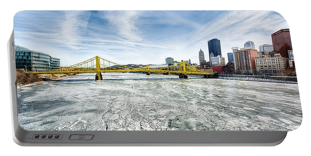 Allegheny River Portable Battery Charger featuring the photograph Allegheny River Frozen Over Pittsburgh Pennsylvania by Amy Cicconi