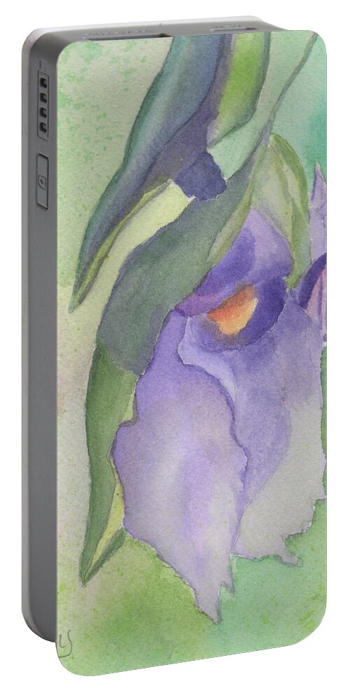 Watercolor Portable Battery Charger featuring the painting Alligator Flag by Marcy Brennan
