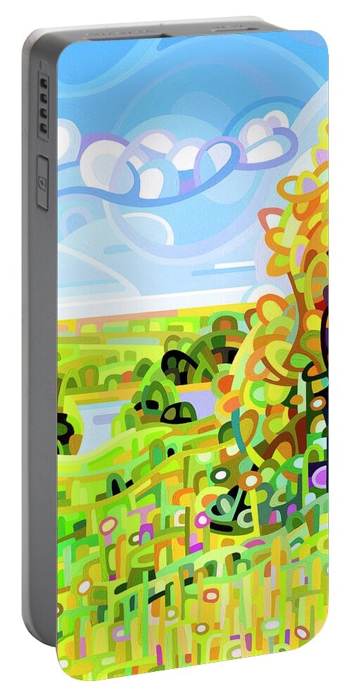 Original Portable Battery Charger featuring the painting Almost Autumn by Mandy Budan