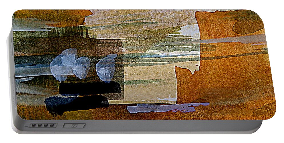 Abstract Landscape Watercolor Painting Portable Battery Charger featuring the painting Almost Being Nowhere by Nancy Kane Chapman