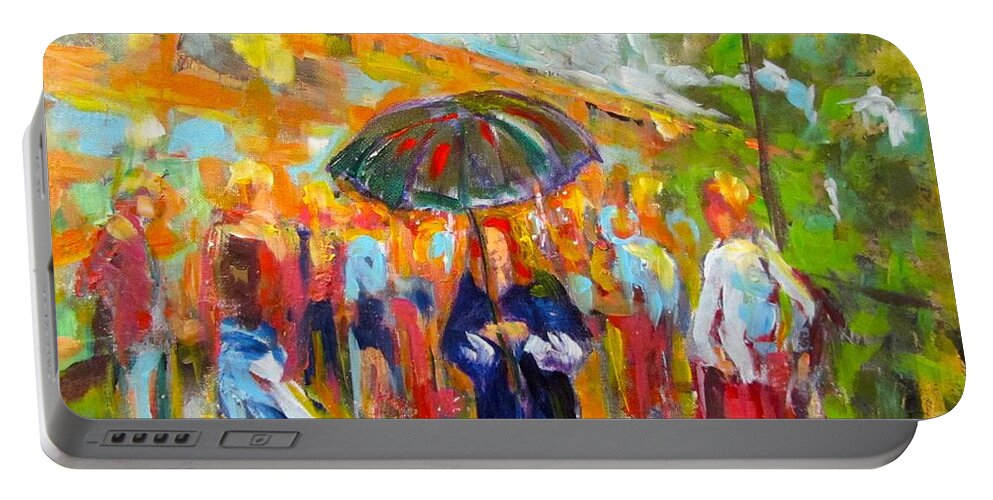 People Portable Battery Charger featuring the painting Alone in a Crowd by Barbara O'Toole
