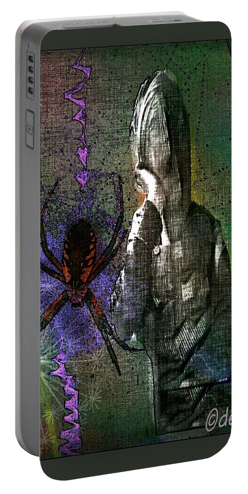 Spider Portable Battery Charger featuring the digital art Along Came Another Spider by Delight Worthyn