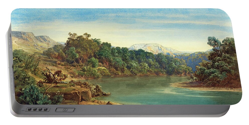 August Loffler Portable Battery Charger featuring the painting Along the Jordan River by August Loffler