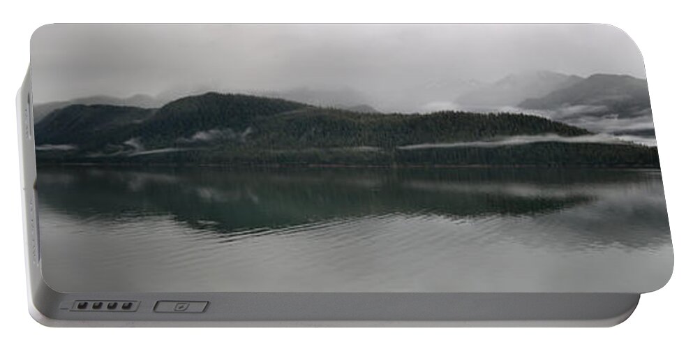 Alaska Portable Battery Charger featuring the photograph Along the Misty Shoreline by David Andersen