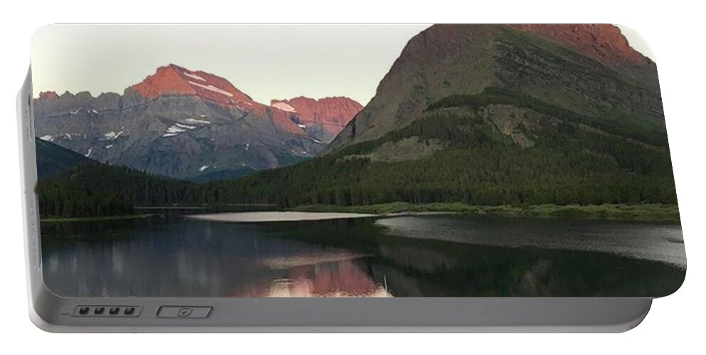 Glaciernps Portable Battery Charger featuring the photograph #alpenglow #parkitecture by Patricia And Craig