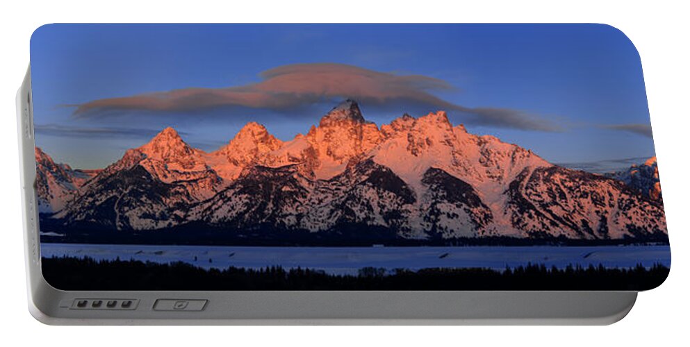 Tetons Portable Battery Charger featuring the photograph Alpenglow Tetons 2 by Raymond Salani III