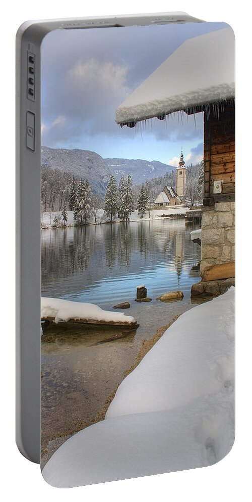 Bohinj Portable Battery Charger featuring the photograph Alpine winter clarity by Ian Middleton