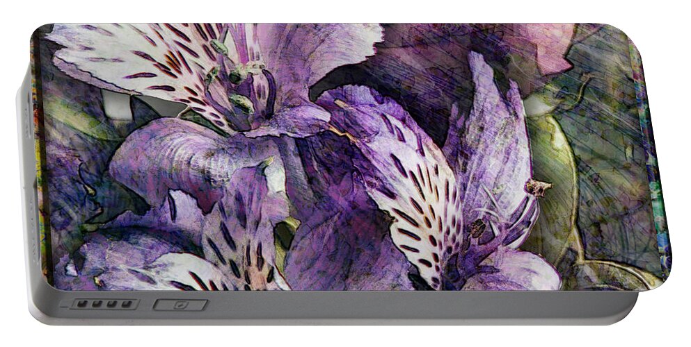 Flowers Portable Battery Charger featuring the digital art Alstroemeria by Barbara Berney