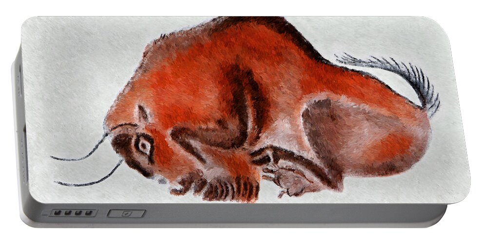 Altamira Portable Battery Charger featuring the digital art Altamira Prehistoric Bison at rest by Weston Westmoreland