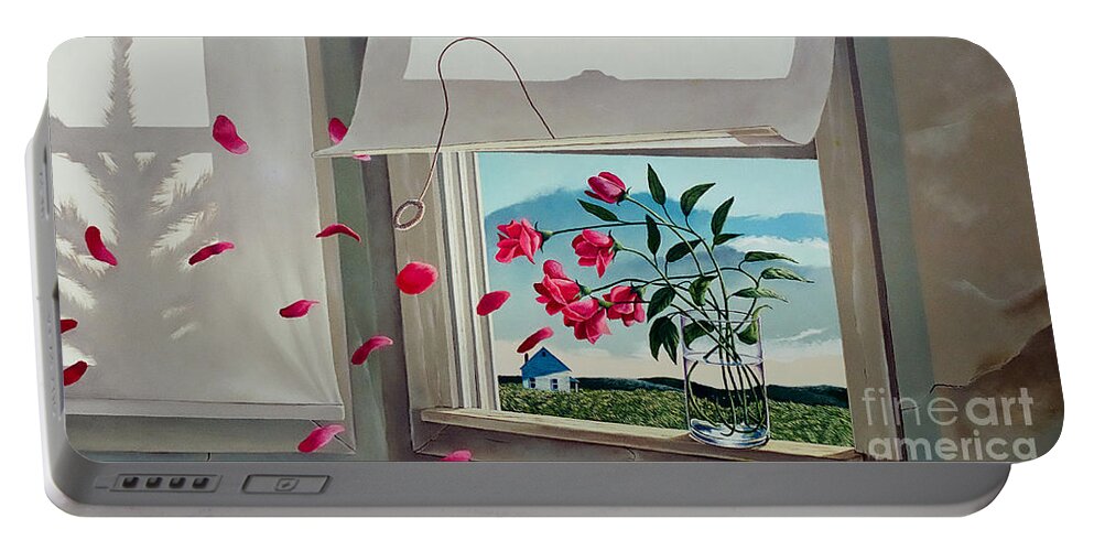 Roses Portable Battery Charger featuring the painting Always with you by Christopher Shellhammer