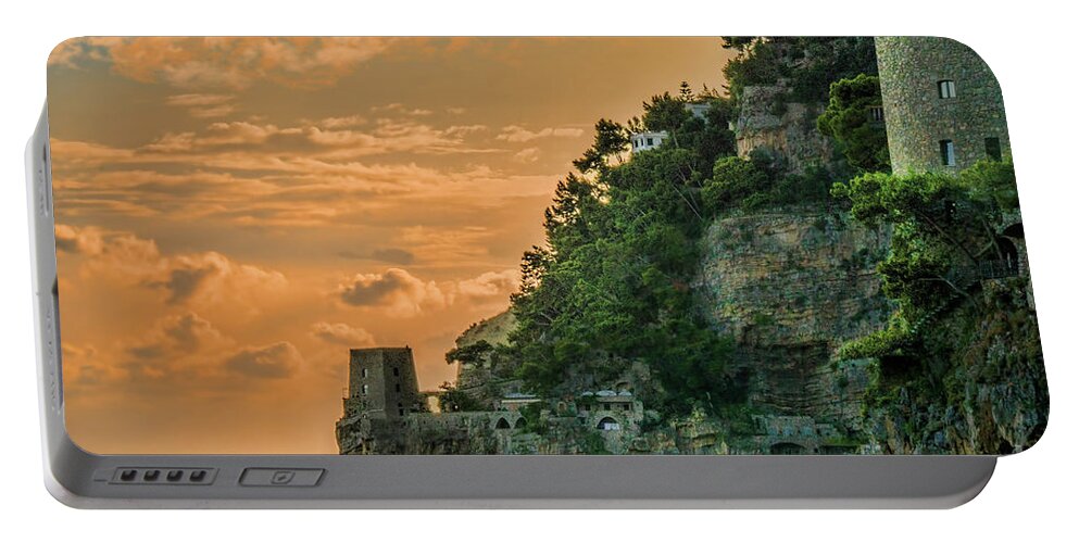Sunset Portable Battery Charger featuring the photograph Amalfi sunset by Maria Rabinky