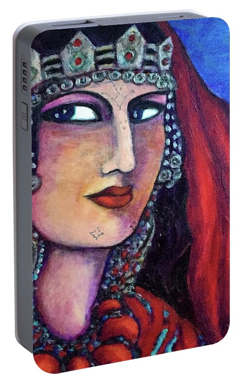 Original Portable Battery Charger featuring the painting Amazigh Beauty 1 by Rae Chichilnitsky