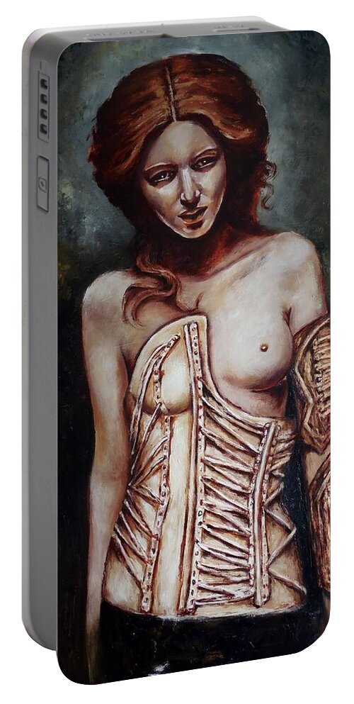 War Portable Battery Charger featuring the painting Amazon. by Tatiana Siedlova
