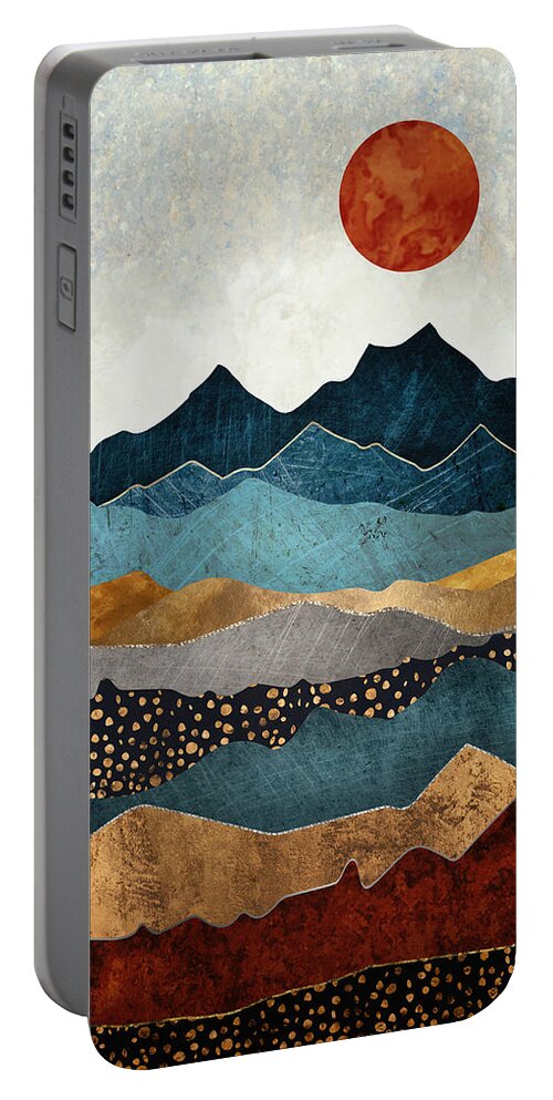 Amber Portable Battery Charger featuring the digital art Amber Dusk by Spacefrog Designs