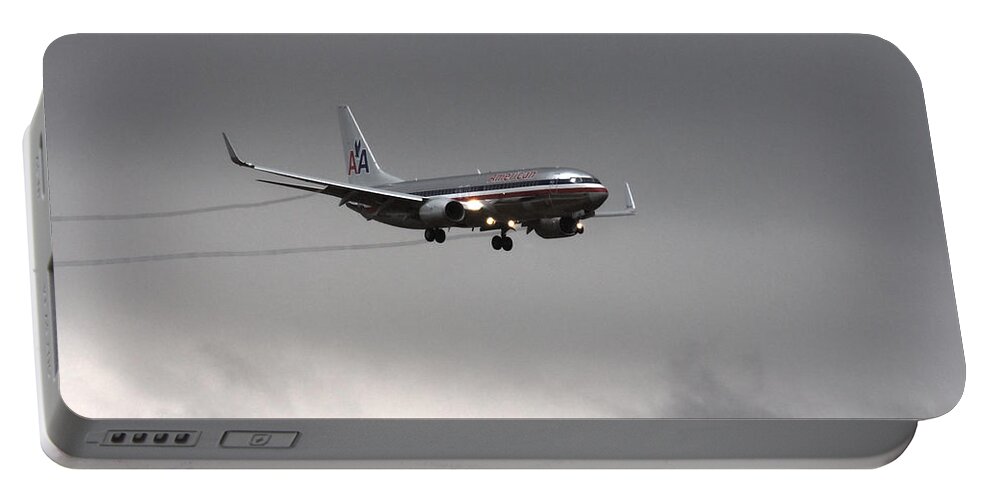 American Airlines Boeing 7 Series-dfw Airport Portable Battery Charger featuring the photograph American Airlines-Landing at DFW Airport by Douglas Barnard