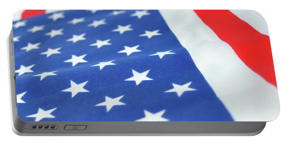 Red Portable Battery Charger featuring the photograph American Flag 2 by Andrea Anderegg