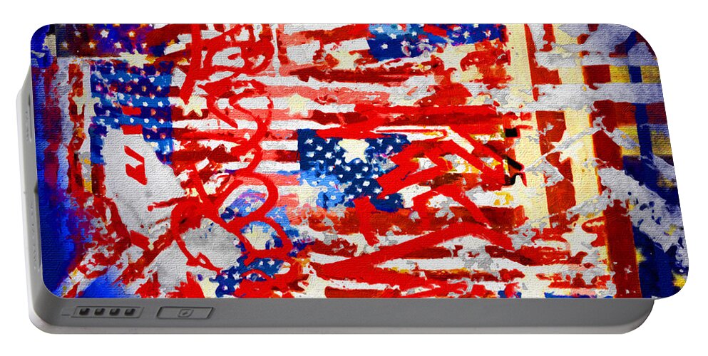American Graffiti Portable Battery Charger featuring the painting American Graffiti Presidential Election 1 by Tony Rubino