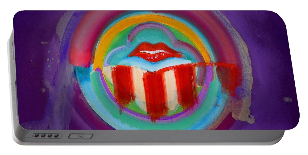 Button Portable Battery Charger featuring the painting American Kiss by Charles Stuart
