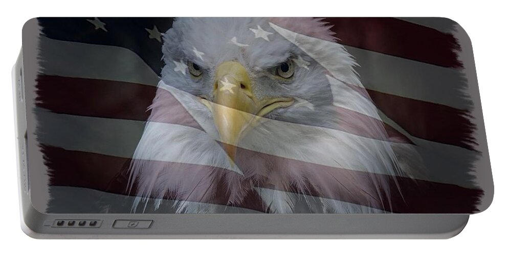 Eagle And Flag Portable Battery Charger featuring the photograph American Pride 2 by Ernest Echols